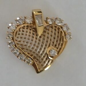 14K Gold DIAMOND  Heart Pendant